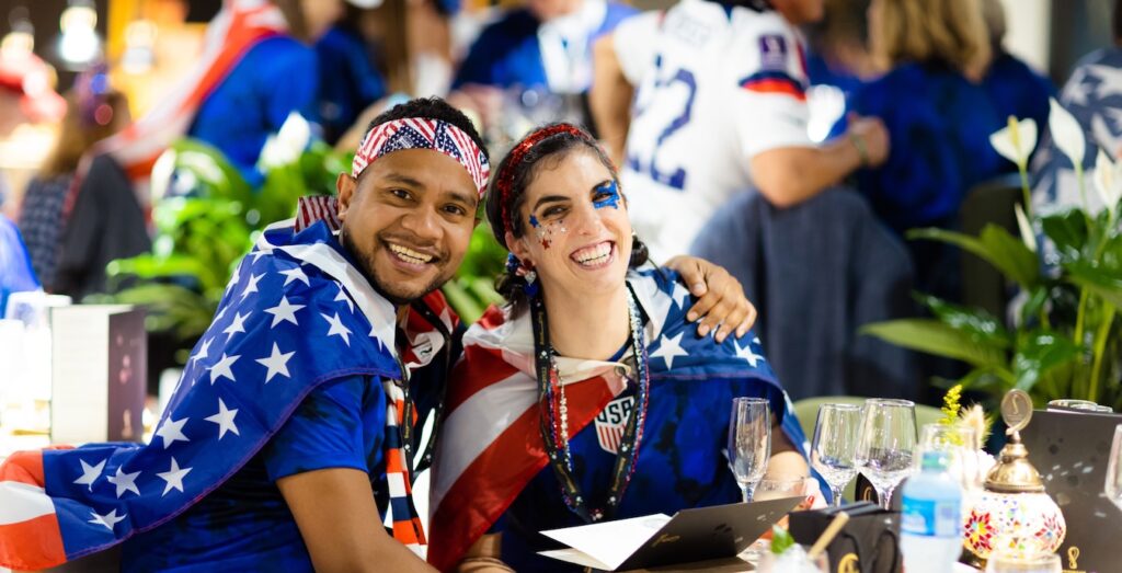 fifa fans dresses in american flags