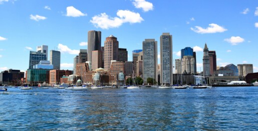 Boston skyline across the water